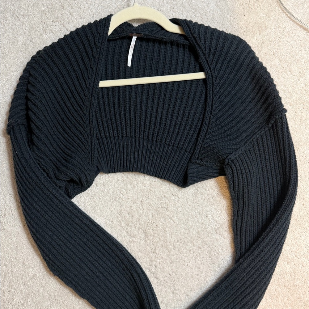 Free People Black Ribbed Women's Sweater